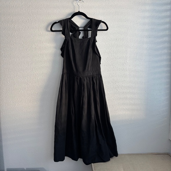 ULLA JOHNSON Black Willa Pinafore Midi Dress - Picture 3 of 11